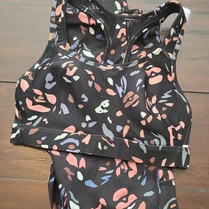 Avia Women's Leggings - Black with Multicolor Pattern